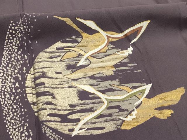 平和屋着物■豪華色留袖　駒刺繍　飛鶴文　暈し染め　金銀彩　正絹　逸品　AABK5665sx