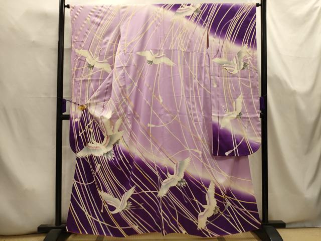 平和屋着物■豪華振袖　駒刺繍　飛鶴紐文　暈し染め　金彩　正絹　逸品　AABK5671sx