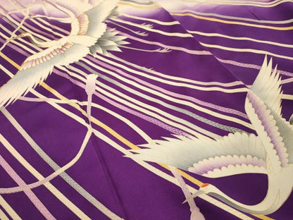 平和屋着物■豪華振袖　駒刺繍　飛鶴紐文　暈し染め　金彩　正絹　逸品　AABK5671sx