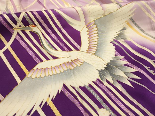 平和屋着物■豪華振袖　駒刺繍　飛鶴紐文　暈し染め　金彩　正絹　逸品　AABK5671sx