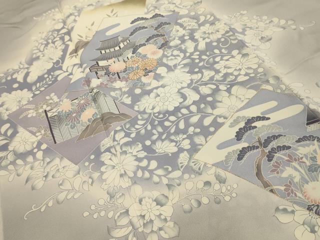 平和屋着物■豪華色留袖　辻が花　色紙風景文　暈し染め　金彩　正絹　逸品　AABK5675sx