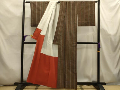 平和屋着物■上質な紬　間道　正絹　逸品　AABK5682sx