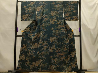 平和屋着物■上質な小紋　型染め　風景文　正絹　逸品　AABK5688sx