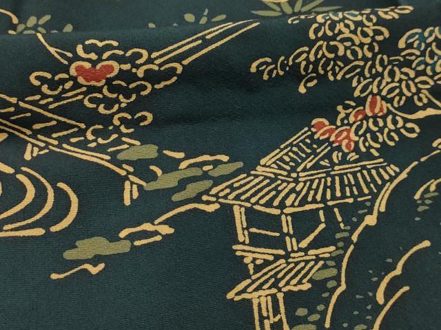 平和屋着物■上質な小紋　型染め　風景文　正絹　逸品　AABK5688sx