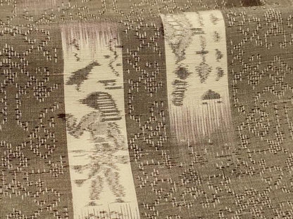平和屋着物■上質な紬　人物風景短冊文　正絹　逸品　AABK5689sx