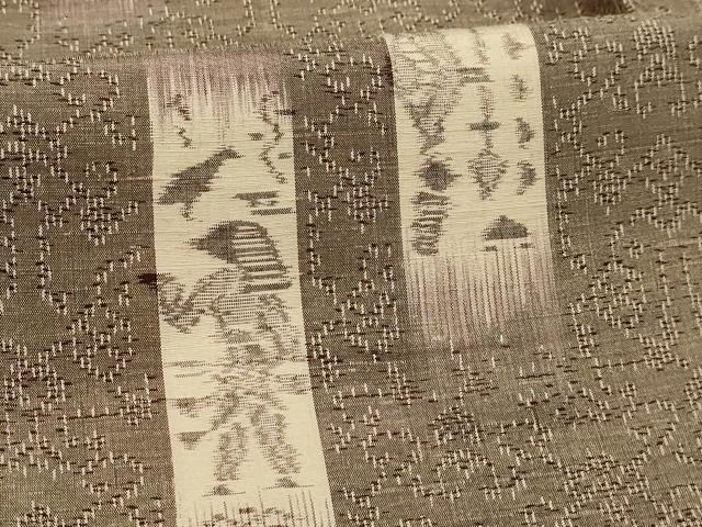 平和屋着物■上質な紬　人物風景短冊文　正絹　逸品　AABK5689sx