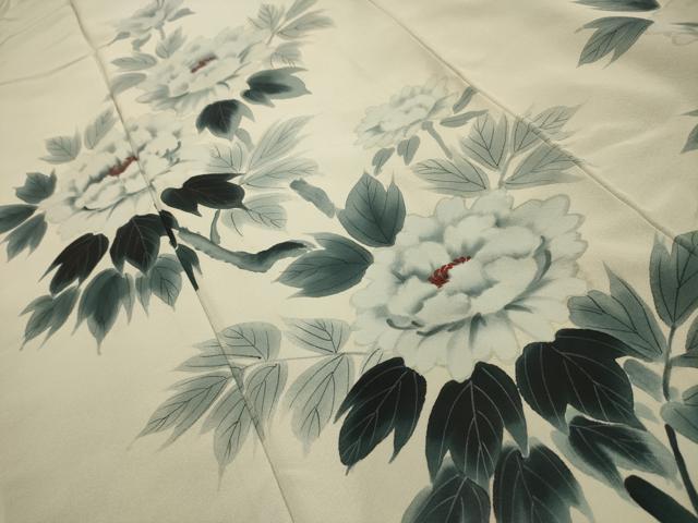 平和屋着物■訪問着　手描き　枝花文　正絹　逸品　AABK5695sx
