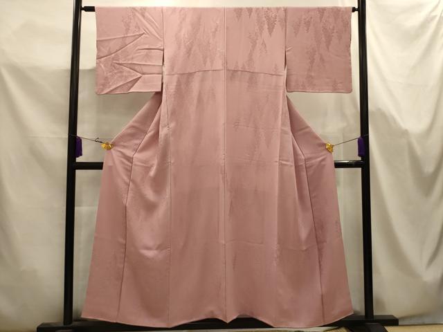 平和屋着物■上質な色無地　樹林地紋　水柿色　正絹　逸品　AABK5699sx