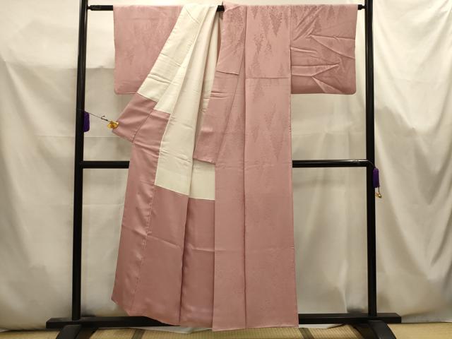 平和屋着物■上質な色無地　樹林地紋　水柿色　正絹　逸品　AABK5699sx