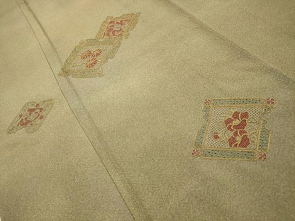 平和屋着物■中国三大刺繍　汕頭刺繍　スワトウ刺繍　訪問着　破れ色紙花文　暈し染め　正絹　逸品　AABK5700sx