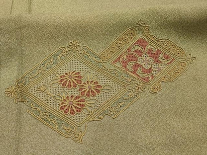 平和屋着物■中国三大刺繍　汕頭刺繍　スワトウ刺繍　訪問着　破れ色紙花文　暈し染め　正絹　逸品　AABK5700sx