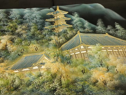 平和屋着物■豪華黒留袖　作家物　手描き　大和東大寺　暈し染め　金彩　正絹　逸品　AABK5703sx
