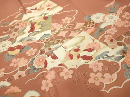 平和屋着物■豪華色留袖　刺繍　松竹梅色紙重ね吉祥花文　金彩　正絹　逸品　AABK5711sx