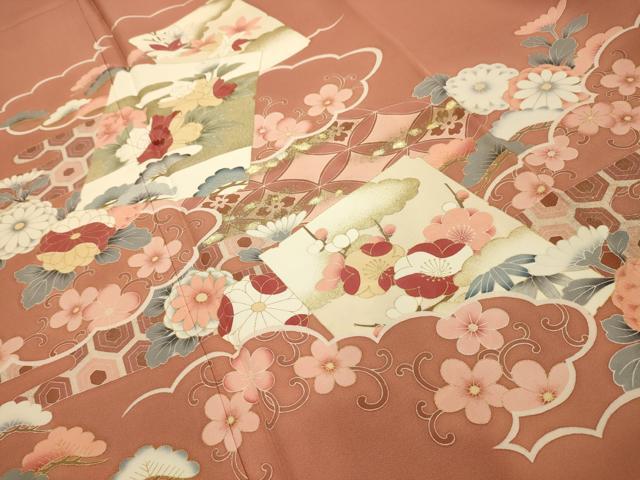 平和屋着物■豪華色留袖　刺繍　松竹梅色紙重ね吉祥花文　金彩　正絹　逸品　AABK5711sx
