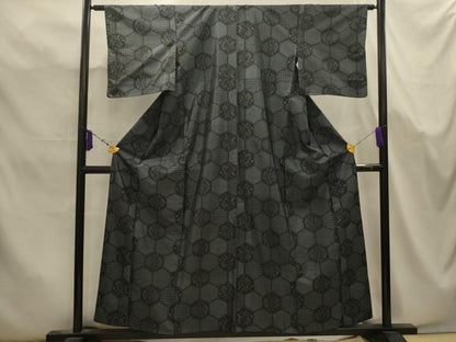 平和屋着物■本場大島紬　亀甲花文　正絹　逸品　AABK5716sx