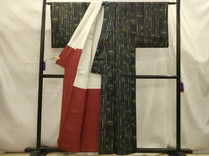 平和屋着物■上質な紬　笹竹間道　正絹　逸品　AABK5718sx