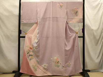 平和屋着物■訪問着　作家物　流水草花文　暈し染め　金彩　正絹　逸品　AABK5721sx