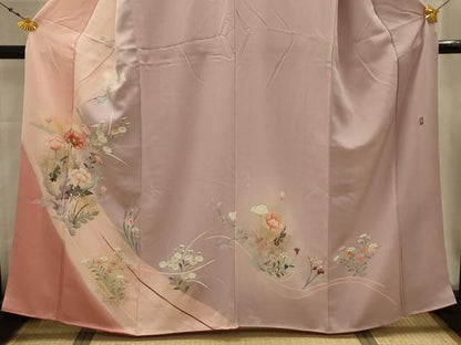 平和屋着物■訪問着　作家物　流水草花文　暈し染め　金彩　正絹　逸品　AABK5721sx