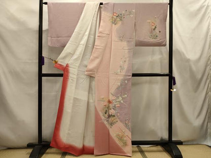 平和屋着物■訪問着　作家物　流水草花文　暈し染め　金彩　正絹　逸品　AABK5721sx