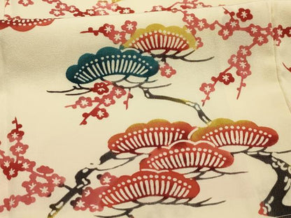 平和屋着物■上質な小紋　型染め　梅松文　正絹　逸品　AABK5722sx