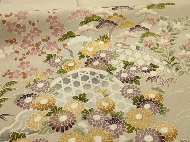 平和屋着物■訪問着　松竹梅　花籬文　金彩　正絹　逸品　AABK5725sx
