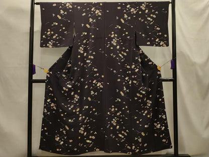 平和屋着物■上質な小紋　吹き寄せ文　金彩　鬼しぼ縮緬　正絹　逸品　AABK5729sx