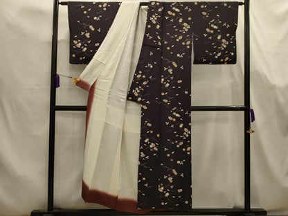 平和屋着物■上質な小紋　吹き寄せ文　金彩　鬼しぼ縮緬　正絹　逸品　AABK5729sx