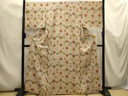 平和屋着物■上質な小紋　幾何学文様　正絹　逸品　AABK5731sx