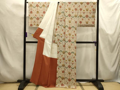 平和屋着物■上質な小紋　幾何学文様　正絹　逸品　AABK5731sx