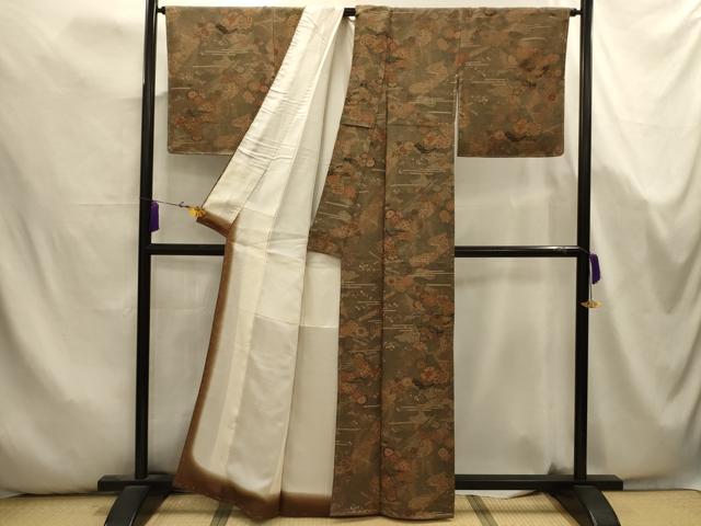 平和屋着物■上質な小紋　流水扇面花文　金彩　正絹　逸品　AABK5732sx