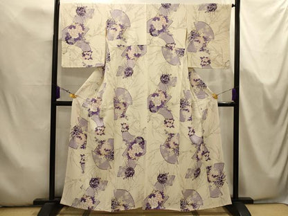 平和屋着物■上質な小紋　地紙重ね雪輪花文　金彩　正絹　逸品　AABK5734sx