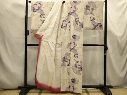 平和屋着物■上質な小紋　地紙重ね雪輪花文　金彩　正絹　逸品　AABK5734sx