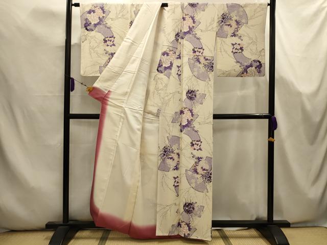 平和屋着物■上質な小紋　地紙重ね雪輪花文　金彩　正絹　逸品　AABK5734sx