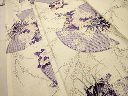 平和屋着物■上質な小紋　地紙重ね雪輪花文　金彩　正絹　逸品　AABK5734sx