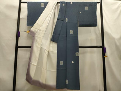 平和屋着物■上質な小紋　作家物　絞り　幾何学文様　正絹　逸品　AABK5735sx