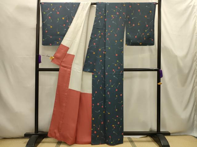 平和屋着物■上質な小紋　幾何学文様　正絹　逸品　AABK5737sx