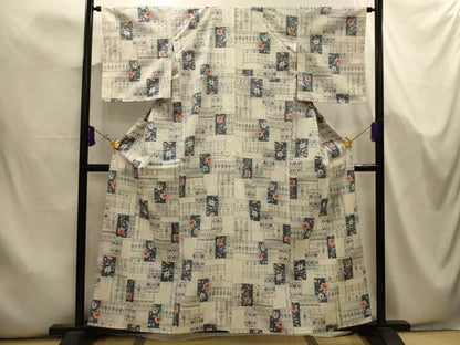 平和屋着物■上質な紬　色紙花文　正絹　逸品　AABK5738sx