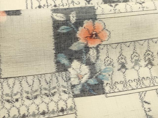 平和屋着物■上質な紬　色紙花文　正絹　逸品　AABK5738sx