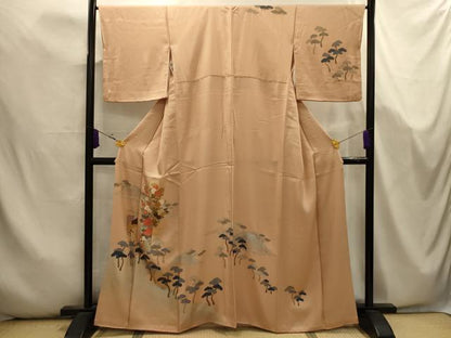 平和屋着物■訪問着　刺繍　花短冊浜松文　金銀彩　金糸　正絹　逸品　AABK5741sx