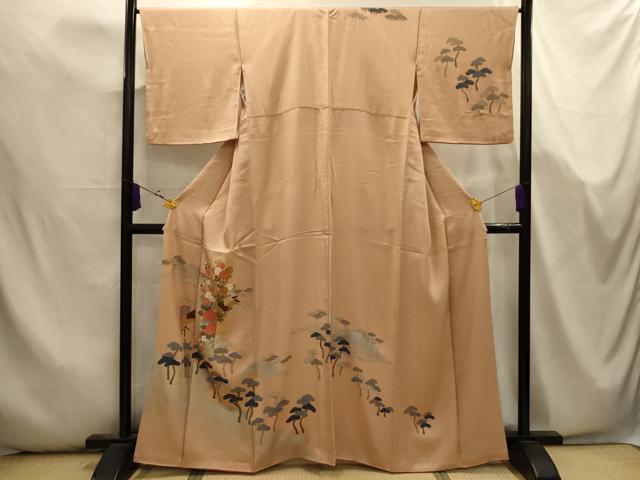 平和屋着物■訪問着　刺繍　花短冊浜松文　金銀彩　金糸　正絹　逸品　AABK5741sx
