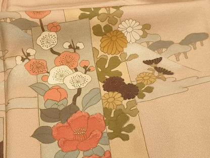 平和屋着物■訪問着　刺繍　花短冊浜松文　金銀彩　金糸　正絹　逸品　AABK5741sx