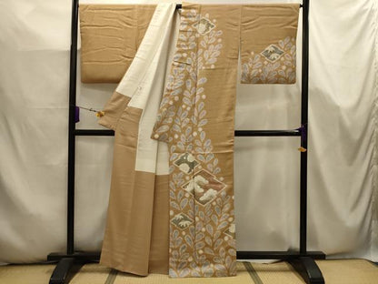 平和屋着物■訪問着　松竹梅松皮菱文　金彩　正絹　逸品　AABK5743sx