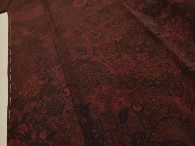 平和屋着物■上質な小紋　更紗花文　鬼しぼ縮緬　正絹　逸品　AABK5744sx