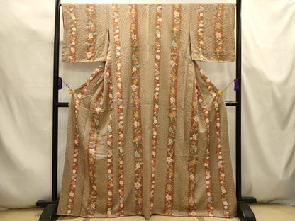 平和屋着物■上質な小紋　絞り　花間道　金彩　正絹　逸品　AABK5746sx