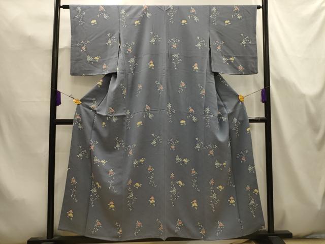 平和屋着物■上質な小紋　草花文　正絹　逸品　AABK5748sx