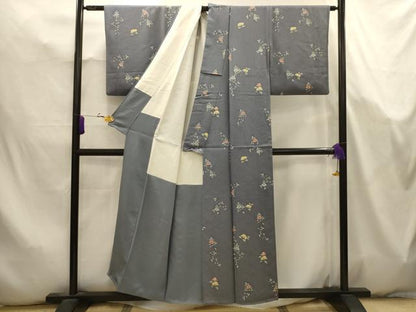 平和屋着物■上質な小紋　草花文　正絹　逸品　AABK5748sx