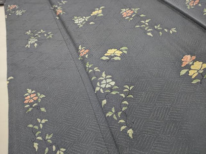 平和屋着物■上質な小紋　草花文　正絹　逸品　AABK5748sx