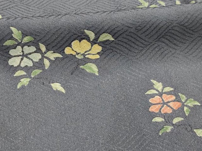 平和屋着物■上質な小紋　草花文　正絹　逸品　AABK5748sx