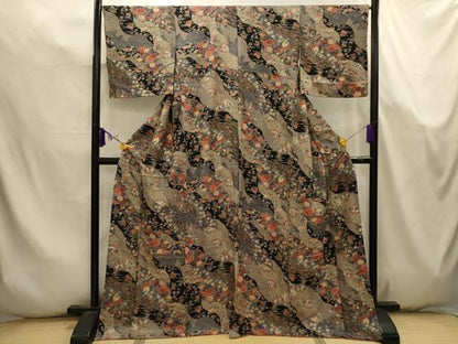 平和屋着物■上質な小紋　道長吉祥花文　金彩　正絹　逸品　AABK5749sx
