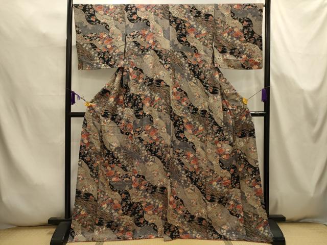 平和屋着物■上質な小紋　道長吉祥花文　金彩　正絹　逸品　AABK5749sx